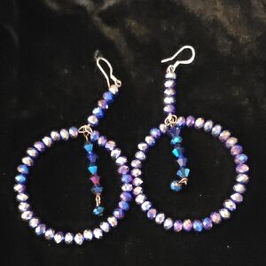 Dazzling Iridescent Beaded Hoop Earrings